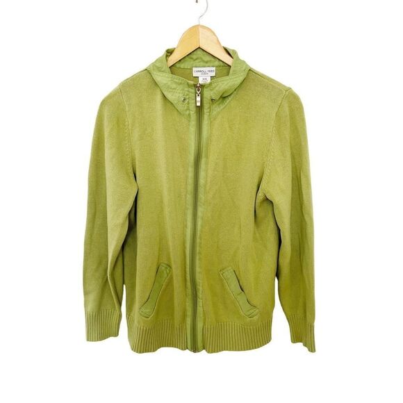 Carroll Reed Green Knit Zippered Jacket Sweater - Picture 1 of 6